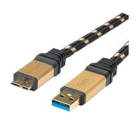 Roline Gold - Câble USB - USB type A (M) pour Micro-USB Type B (M) - USB 3.0 - 2 m - Noir/or
