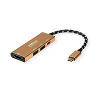 ROLINE Gold Station d'accueil USB Type C, HDMI 4K, 2 Ports USB 3.2 Gen 1, 1 PD