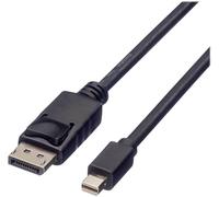 ROLINE Câble DisplayPort Mâle vers Mini DisplayPort Mâle 2m Noir - DP v1.1, Résolution Max 2560x1600 60Hz - Réf: 11.44.5635