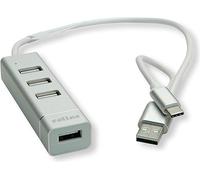 ROLINE Hub USB 2.0 pour Ordinateur Portable 4 Ports Type A + câble de Connexion USB-C