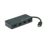 ROLINE Hub USB 3.0 4 Ports - USB 3.1 Type C, Transfert 5Gbit/s, Compatible USB 2.0/1.1, Alimentation 5V 4A, Dimensions 15x90x40mm, Plastique, Réf: 14.02.5035