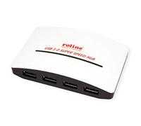 ROLINE Hub USB 3.0"Black and White, 4 Ports, avec Alimentation - Hubs & concentrateurs (4 Ports, avec Alimentation, Blanc, Noir, Plastique, 23 x 100 x 63 mm)