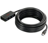 ROLINE Hub USB 3.2 Gen 1 4 Ports avec répéteur, Noir, 10 m