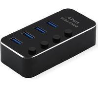 ROLINE Hub USB 3.2 Gen 1 pour Notebook, 4 ports, commutables individuellement, noir