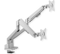 ROLINE LCD bras double, montage sur table, vérin à gaz, 5 articulations, 17-32 pouces, jusqu'à 2x 9 kg, argenté