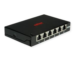 ROLINE Mini panneau de brassage, cat.6A A, 0,5UH, 6x ports RJ45, blindé, noir