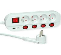 ROLINE Multiprise 4 prises avec interrupteur, version UTE, USB-Charger A+C, 1,5 m