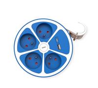 ROLINE Multiprise 4X avec Interrupteur, Rond, Version UTE, + Fast Charger, 1x USB C, Bleu, 3 m