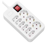 ROLINE Multiprise 9X avec Interrupteur - 3X Contact de Protection + 6X Prises Euro, 1,5 m de câble, 230V / 10A, Prises tournées à 45°, sécurité Enfant, Interrupteur éclairé, multiprise Blanche
