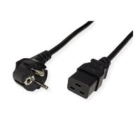 ROLINE Netzkabel Schutzkontakt Auf IEC C19, 0,8 m, 16A, Kaltgerätekabel für Server, USV, PDU & High-Power Geräte, Stromkabel C19 Schwarz