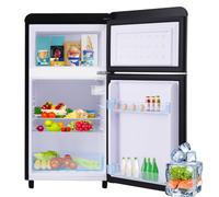 Roline Réfrigérateur Rétro Noir 72L Mini Frigo Vintage Double Porte