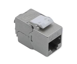 ROLINE RJ45 Keystone Cat6A STP blindé sans Outils Module réseau 10Gbit LAN certifié GHMT Keystone Jack boîtier métallique pour Panneau de Brassage AWG22-26 boîte argentée