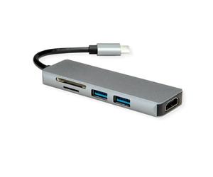 ROLINE Station d'accueil USB Type C, 4K HDMI, 2X USB3.2 Gen1 (Type A), SD/MicroSD