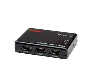 ROLINE Switch 4K HDMI 3 en 1 | Commutateur HDMI 3 ports à résolution de 4K à 60 Hz | avec télécommande | noir