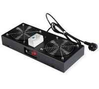 ROLINE Unité de Ventilation 2 Ventilateurs, pour boîtier Mural 19 Pouces Noir, Thermostat