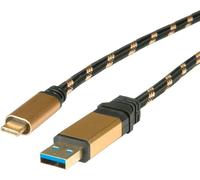 Roline Câble USB Gold A mâle vers USB-C 24 broches mâle USB 3.1 50 cm Noir/Or