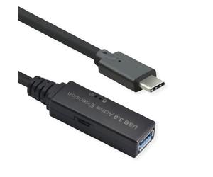 ROLINE USB 3.2 Gen 1 Aktives Repeater Kabel, Typ A - C, schwarz, 15 m