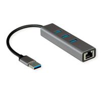 ROLINE USB 3.2 Gen 1 zu Gigabit Ethernet Konverter + Hub 3X