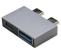 ROLINE USB 3.2 Gen 2 Adapter, 2X USB Typ C - 1x Typ A + 1x C, St/BU, silberfarben