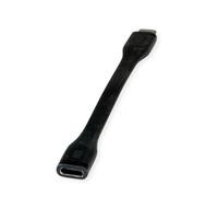 ROLINE USB4 Gen3x2 Kabel, Emark, Flach, C-C, St/BU, 40Gbit/s, 100W, Schwarz, 11,5 cm