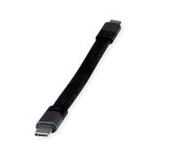 ROLINE USB4 Gen3x2 Kabel, Emark, Flach, C-C, St/St, 40Gbit/s, 100W, Schwarz, 15 cm