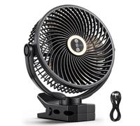 Roline Ventilateur à Pince Rechargeable USB Noir avec Lumière LED