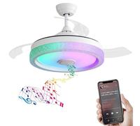 ROLINE Ventilateur Plafond LED 42 Pouces Invisible avec Lumière, Moteur DC Silencieux, Bluetooth, Télécommande, RGB