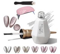 Rolita Gel Polish, Rolita Nail Polish, Cat Eye Gel Nail Polish, Nude Ice-Clear Jade Gel, Super Glitter Crystal Gel Nail Polish with Magnet, Longwear Formula, with Baking Lamp (Y-24)