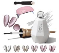 Rolita Gel Polish, Rolita Nail Polish, Cat Eye Gel Nail Polish, Nude Ice-Clear Jade Gel, Super Glitter Crystal Gel Nail Polish with Magnet, Longwear Formula, with Baking Lamp (Y-25)