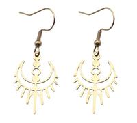 ROLIZHN Boucles d'oreilles pendantes en acier inoxydable gothique croissant de lune totem avec crochet de sorcière mystique - Cadeau occulte pour femme
