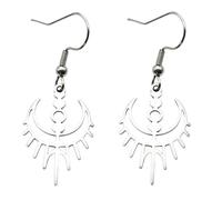 ROLIZHN Boucles d'oreilles pendantes en acier inoxydable gothique croissant de lune totem avec crochet de sorcière mystique - Cadeau occulte pour femme