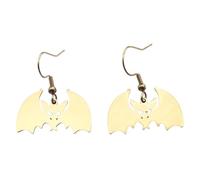 ROLIZHN Boucles d'oreilles pendantes style gothique punk chauve-souris en acier inoxydable bijoux tendance Halloween crochet d'oreille accessoires pour femme, one size, Acier inoxydable, Pas de pierre