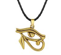 ROLIZHN Collier ras du cou avec pendentif en forme d'œil d'Horus de l'Égypte ancienne Cordon en cuir Noir