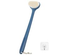 ROLIZOE Brosse de Dos pour Douche avec Manche Long de 43 cm, Brosse de Douche à Poignée Antidérapante, Poils Modérés pour une Exfoliation Douce, Brosse Corporelle pour Homme et Femme - Bleue marine
