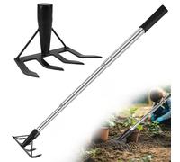 ROLKAR Petit râteau de jardin, motoculteur manuel, râteau étroit pour parterres de fleurs, nettoyage des feuilles et de l'herbe pour un jardinage précis, épandage du paillis, désherbage du sol - Long