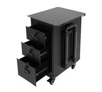 Roll-Beauty-Box Boîte de beauté avec 4 roulettes, hauteur réglable, 3 tiroirs, serrure à combinaison, 42 × 28 × 53 cm, 13 kg, pour studio et mariage, noir