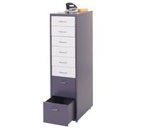 Roll container Boston T851, armoire à tiroirs, 110x28x41cm 8 tiroirs gris foncé blanc - gris foncé