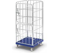 Roll-conteneur avec socle roulant en plastique, 4 côtés, galvanisé