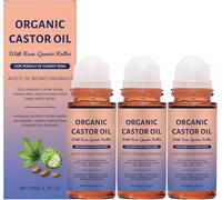 Roll-on à l'huile de ricin bio avec bille en quartz rose, huile corporelle hydratante, sérum lissant et hydratant intense, raffermissant, pour les cheveux, le visage et le corps.