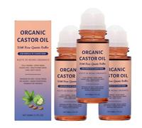 Roll-on à l'huile de ricin bio, huile essentielle de ricin au quartz rose, ingrédients naturels, pure vierge extra