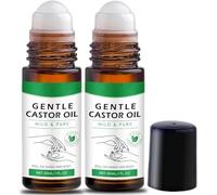 Roll-on à l'huile de ricin dorée bio Castorglo, bille à l'huile de ricin et quartz rose, crème de massage pour le corps, peaux sèches, cicatrices et vergetures