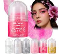Roll-on Body Glitter Gel, Roll-on pour maquillage de sirène, Visage Liquide de Paillettes Holographiques, Holographic Sparkling Makeup for Rave, Halloween, and Festivals Maquillage(06 Rouge)