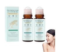 Roll-on d'encens et d'huile de ricin avec rouleau de quartz rose, huile de ricin bio pressée à froid, huile de ricin bio pressée à froid pour la peau, le visage, le corps, 50 ml (2 pièces)