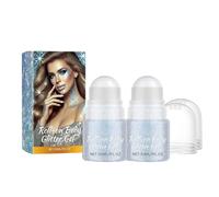 Roll-On Gel À Paillettes Pour Le Corps, Gel Pailleté Longue Durée Pour Le Corps, Gel Paillettes Visage Pour Les Fêtes De Fin D'année En Cosmétiques, Le Bricolage, Les Ongles, Etc, 2 Pièces (Bleu)