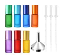 Roll on Lot de 7 bouteilles en verre pour huiles essentielles, 5 ml, vides, avec seringues et entonnoir pour huiles essentielles, parfums, lotions, massage, huile aromatique
