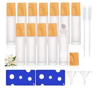 Roll On Vide 10ml, 12 Pièces Flacon Huile Essentielle Vide, Roll On Huiles Essentielles avec Boules de Rouleau en Acier Inoxydable, Flacon Roll on en Verre Rechargeable pour Huile Essentielle Parfum