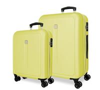 ROLL ROAD Cambodge Ensemble de valises Jaunes 55/65 cm Rigide 6,6 kg Fermeture à Combinaison latérale ABS 6,6 kg 93L Bagage à Main, Citronier, Talla única, Jeu de valises