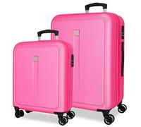 ROLL ROAD Cambodge Jeu de valises Rose 55/65 cm Rigide 6,6 kg Fermeture à Combinaison latérale ABS 6,6 kg 93L Bagage à Main, Rose, Talla única, Jeu de valises