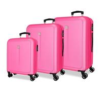 ROLL ROAD Cambodge Jeu de valises Roses 55/65/75 cm Rigide 11,1 kg Fermeture à Combinaison latérale ABS 11,1 kg 190 l Bagage à Main, Rose, Talla única, Jeu de valises