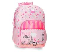 Roll Road Coffee shop Cartable Scolaire Adaptable à la Voiture Rose 30x40x13 cms Polyester 15,6L